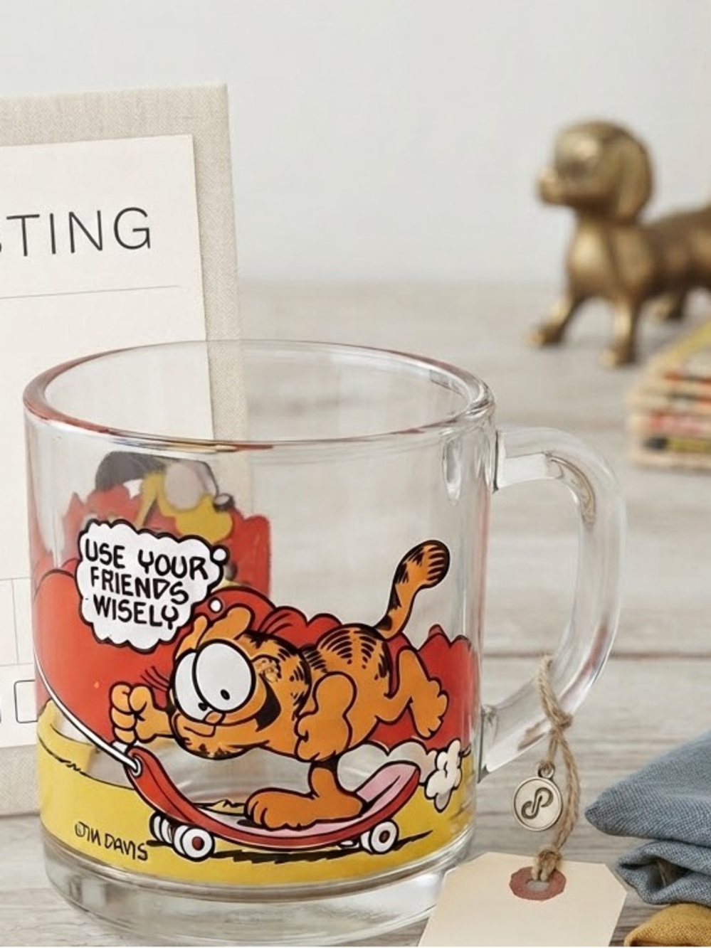 Garfield Odie McDonalds Mug Skate Glass Coffee Cup Collectible Jim Davis 1978